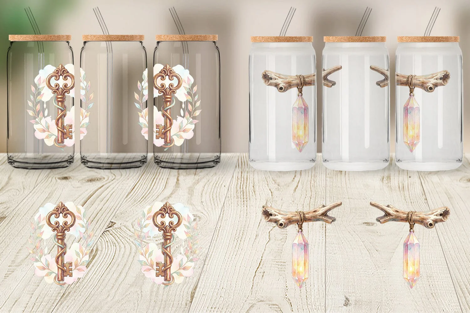 Glass Can Watercolor Boho Mystical Celestial Art - Image 3