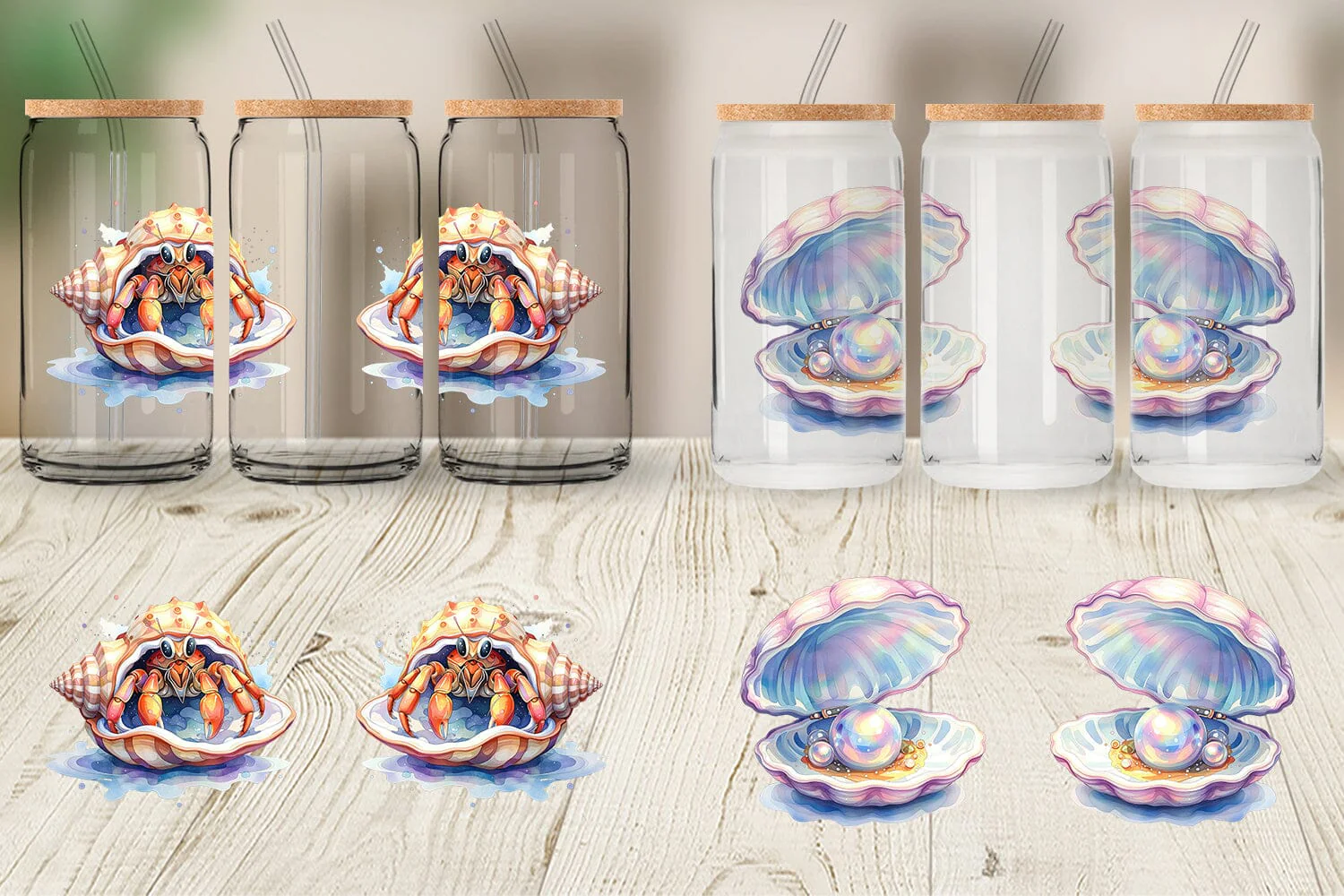 Glass Can Watercolor Boho Ocean Nursery Animal - Image 2