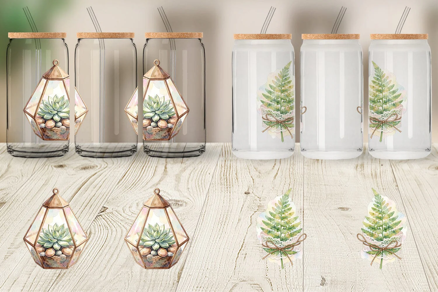 Glass Can Watercolor Boho Woodland Nature Ephemera - Image 3