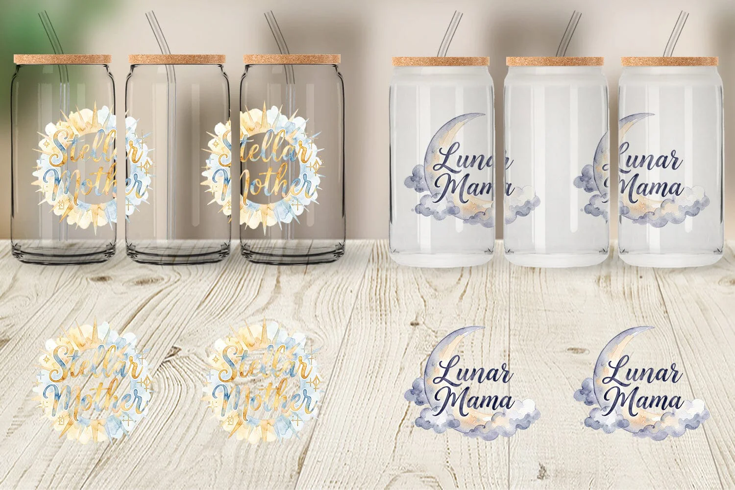 Glass Can Watercolor Celestial Boho Mother Quotes - Image 4