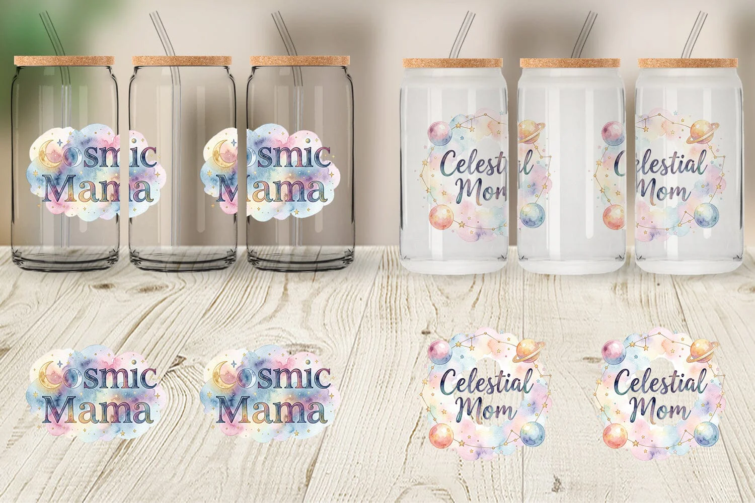 Glass Can Watercolor Celestial Boho Mother Quotes - Image 5