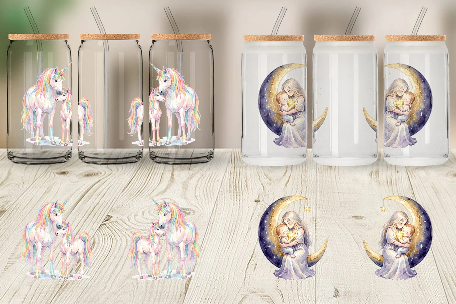 Glass Can Watercolor Celestial Mother Fantasy Art - Image 3
