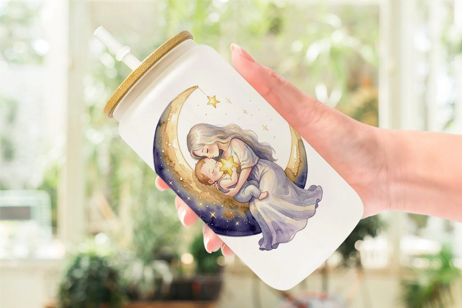 Glass Can Watercolor Celestial Mother Fantasy Art - Image 6