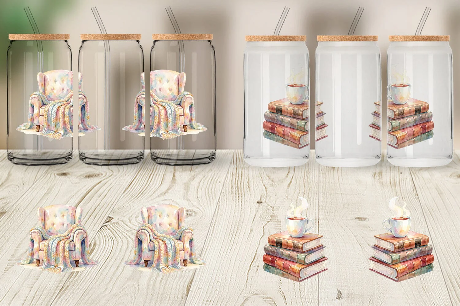 Glass Can Watercolor Cozy Mom Relaxation Art - Image 5