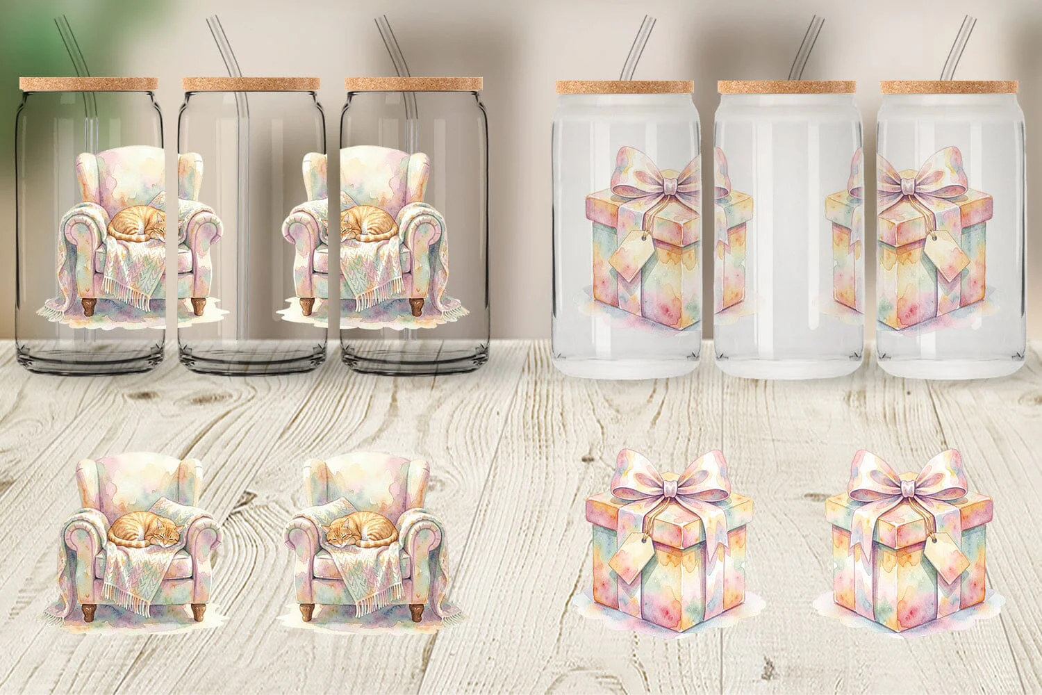 Glass Can Watercolor Cozy Tea Time Mom Brunch - Image 2
