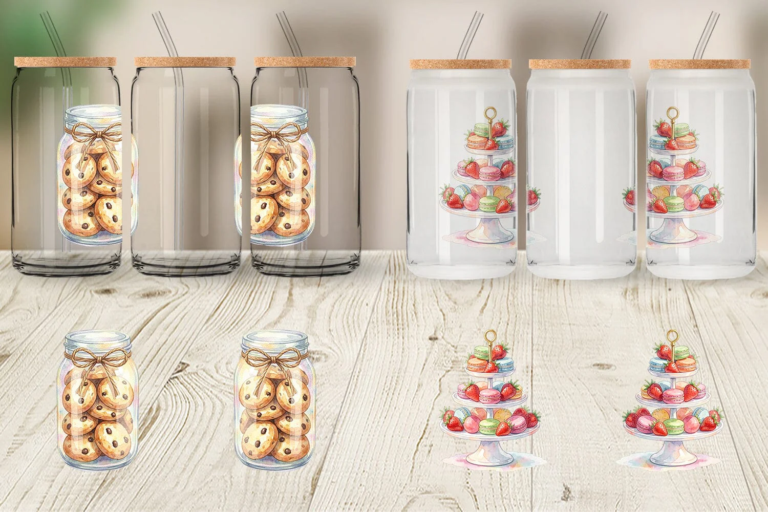 Glass Can Watercolor Cozy Tea Time Mom Brunch - Image 3