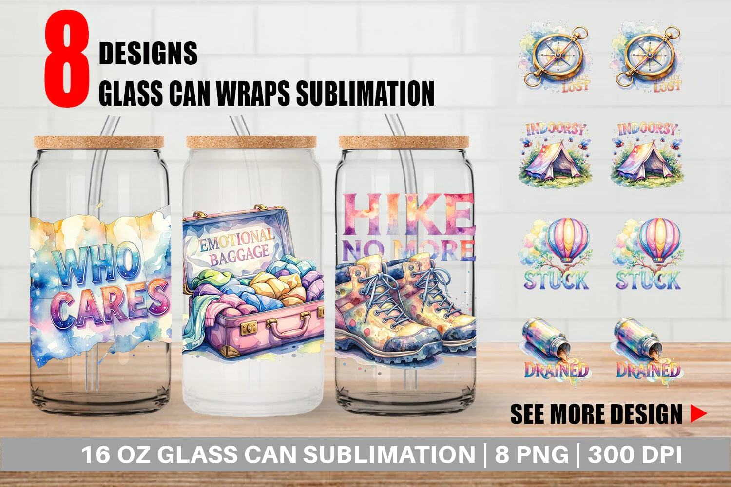 Glass Can Watercolor Cynical Travel And Hiking Art