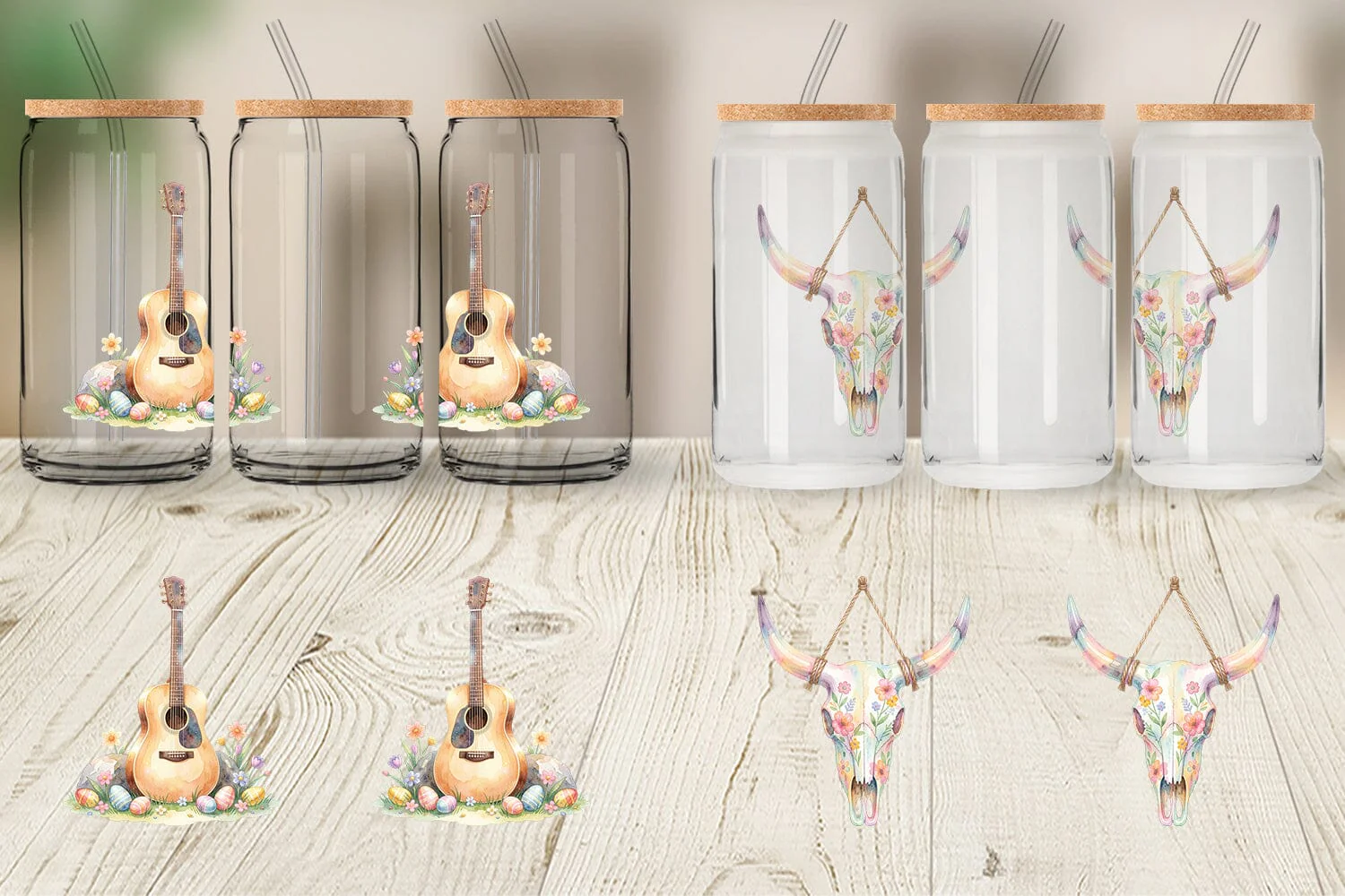 Glass Can Watercolor Desert Spring Easter Cacti - Image 2