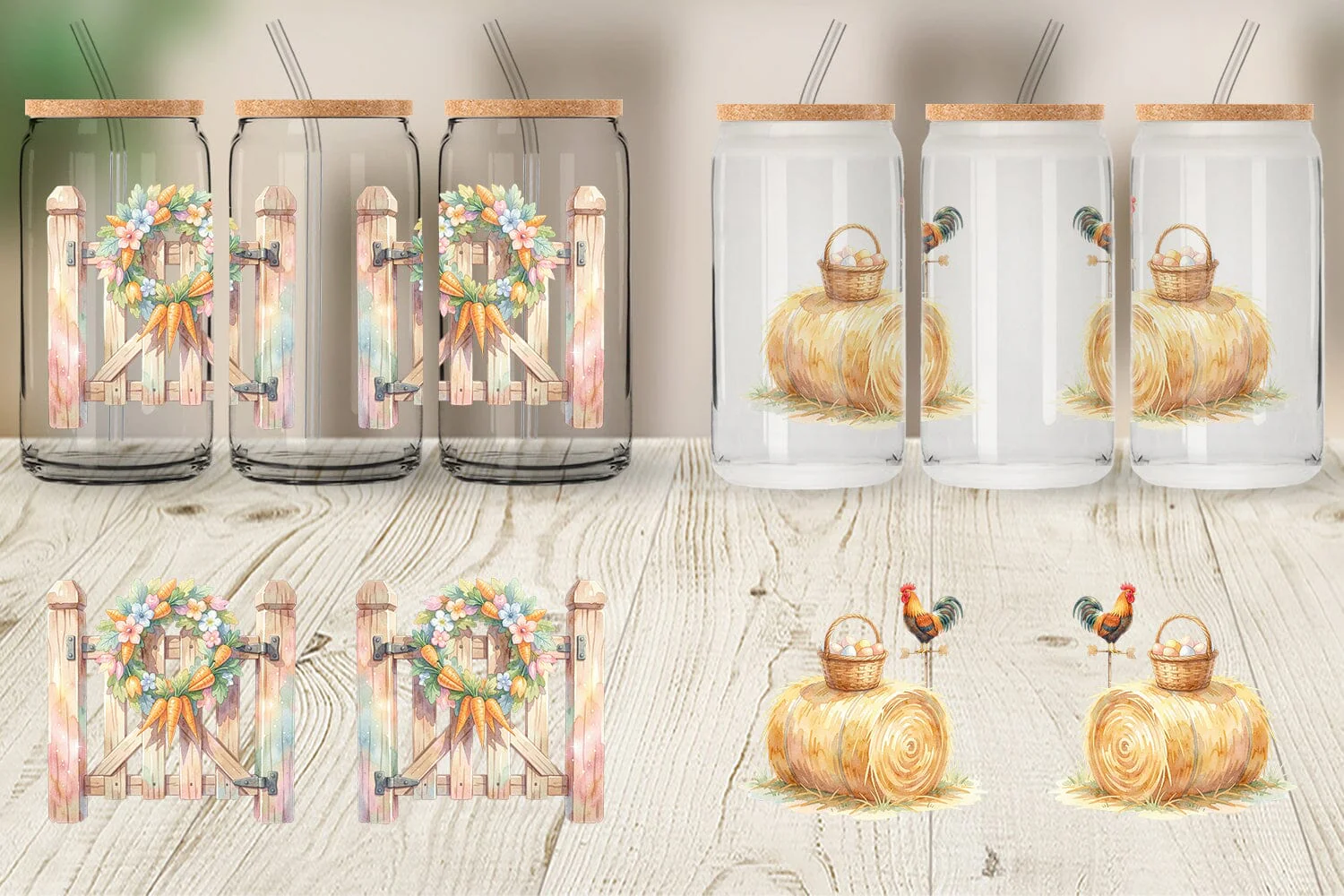 Glass Can Watercolor Desert Spring Easter Cacti - Image 3
