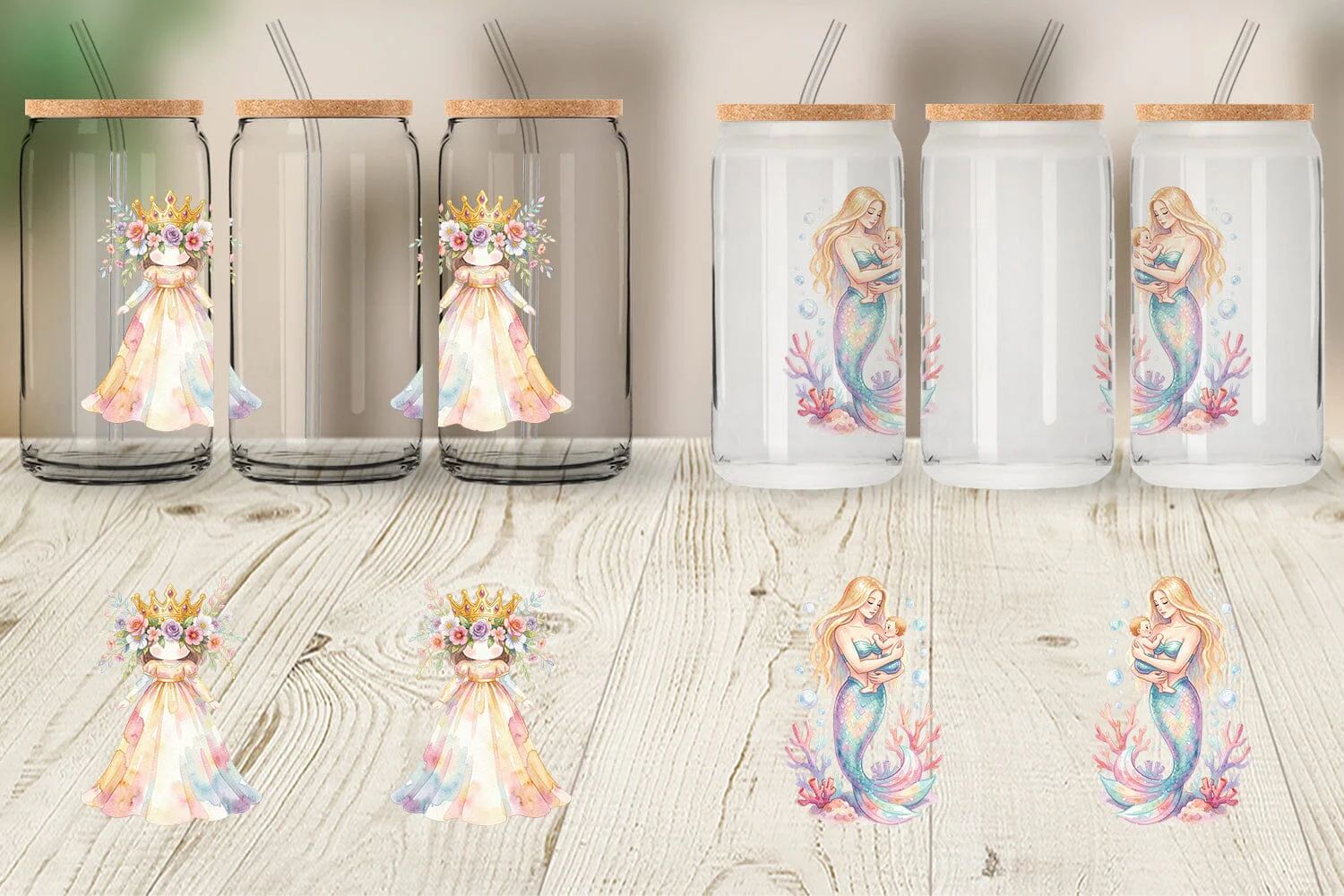 Glass Can Watercolor Fantasy Mom And Baby Creatures - Image 2
