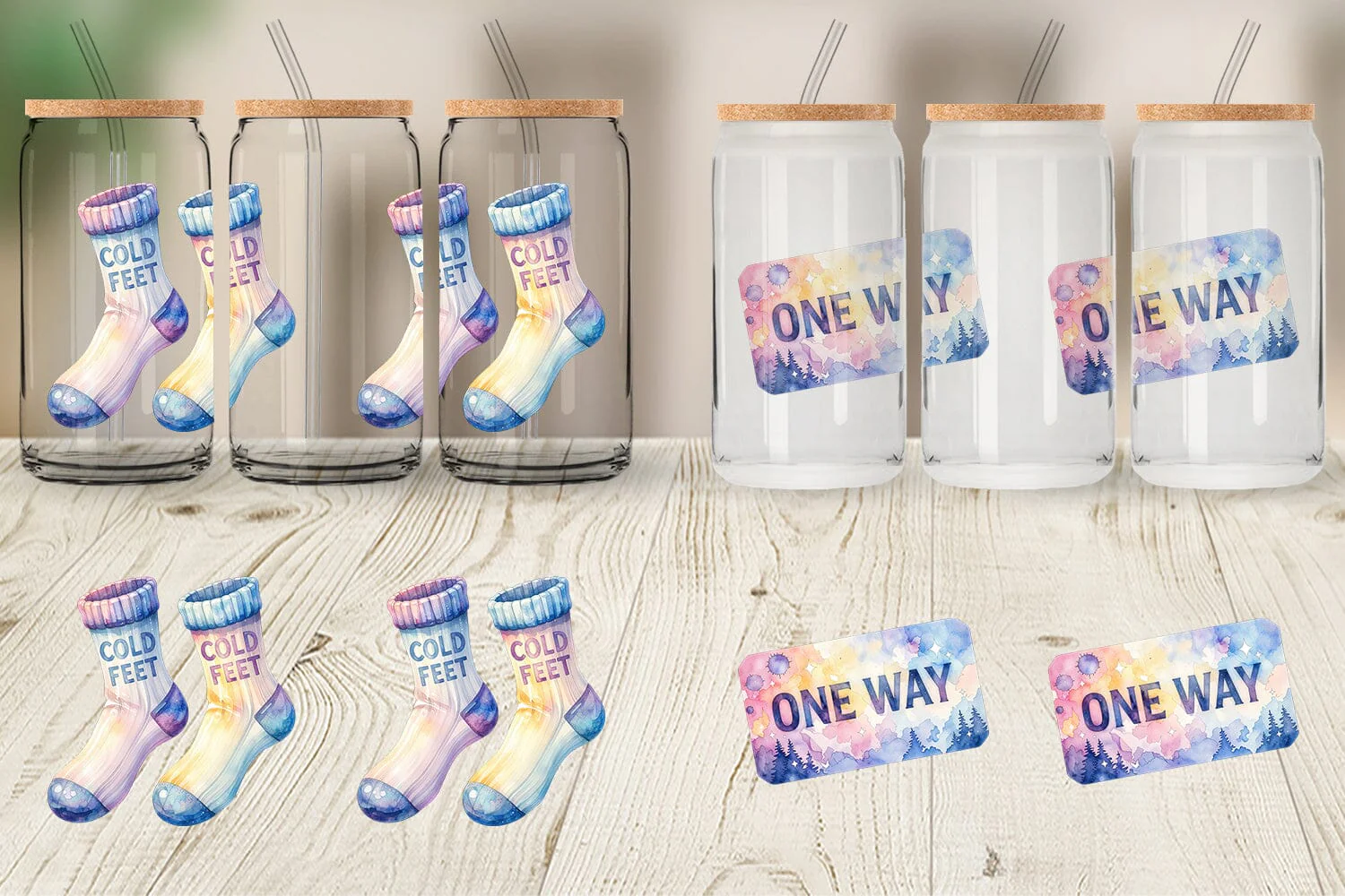 Glass Can Watercolor Funny Broke Traveler Quotes - Image 5