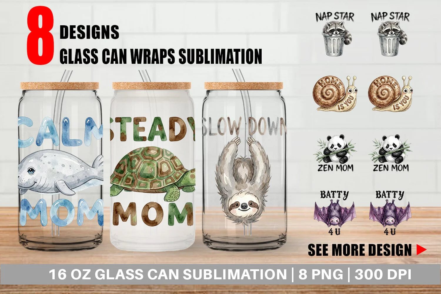 Glass Can Watercolor Funny Lazy Mom Life Quotes