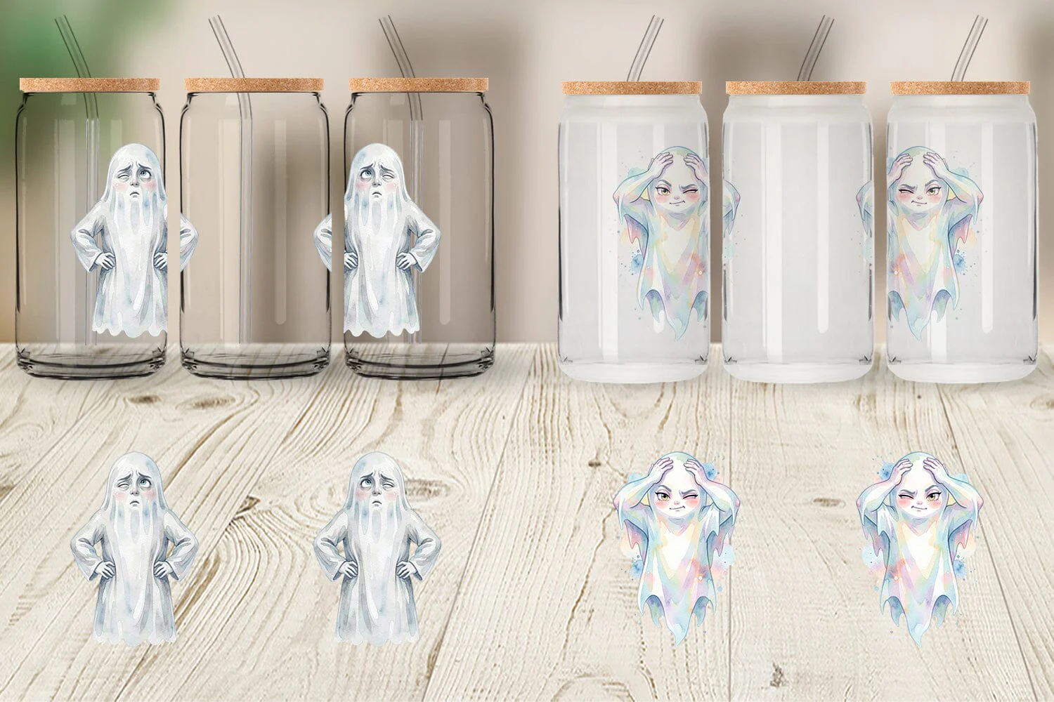Glass Can Watercolor Funny Sarcastic Mood Ghost - Image 4