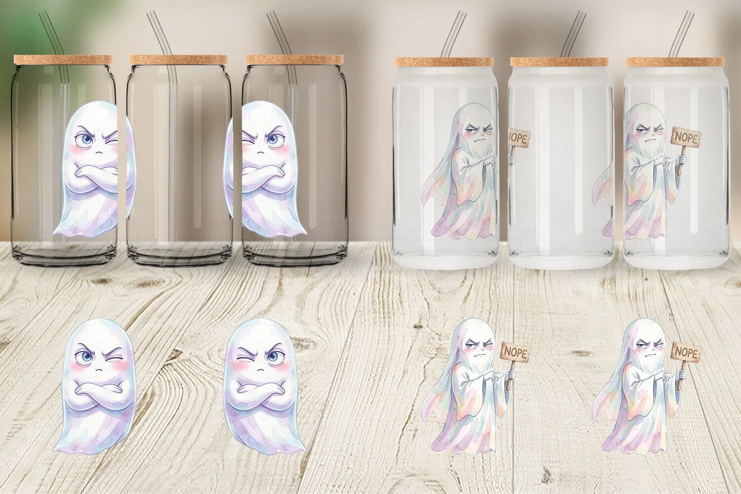 Glass Can Watercolor Funny Sarcastic Mood Ghost - Image 5