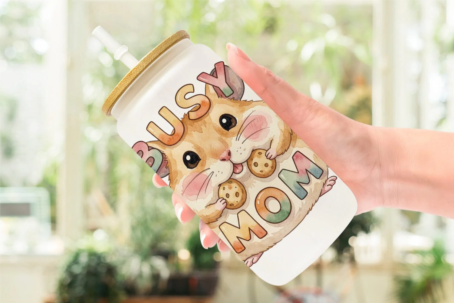 Glass Can Watercolor Funny Ugly Cute Animal Mom Quotes - Image 6
