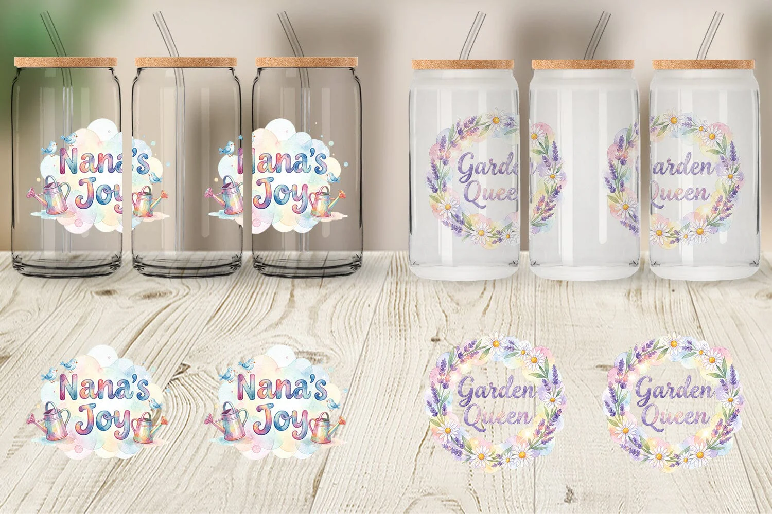 Glass Can Watercolor Grandma Garden Love Quotes - Image 3