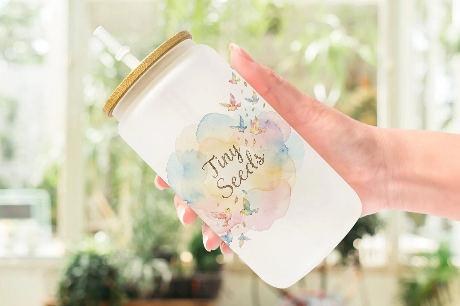 Glass Can Watercolor Grandma Little Sprout Quote - Image 6