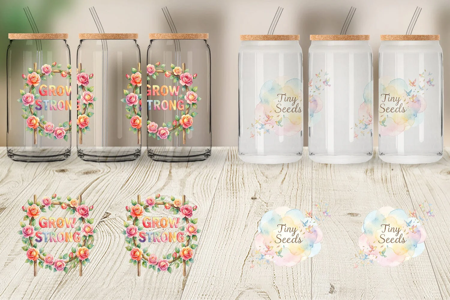 Glass Can Watercolor Grandma Little Sprout Quote - Image 3