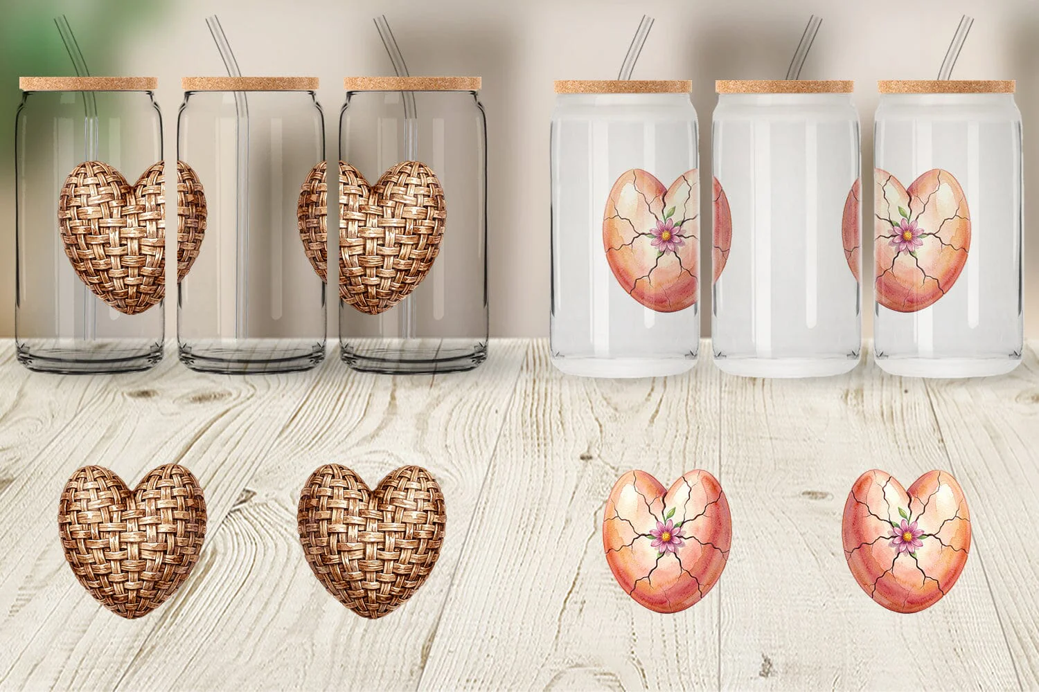 Glass Can Watercolor Heart Shaped Easter Egg Art - Image 3