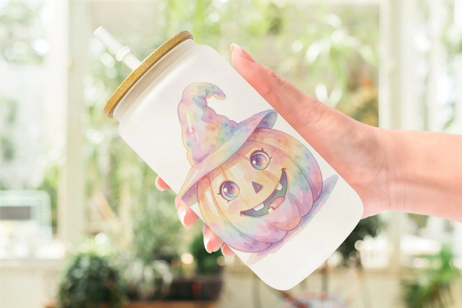 Glass Can Watercolor Pastel Fairytale Witch Hat - Image 6