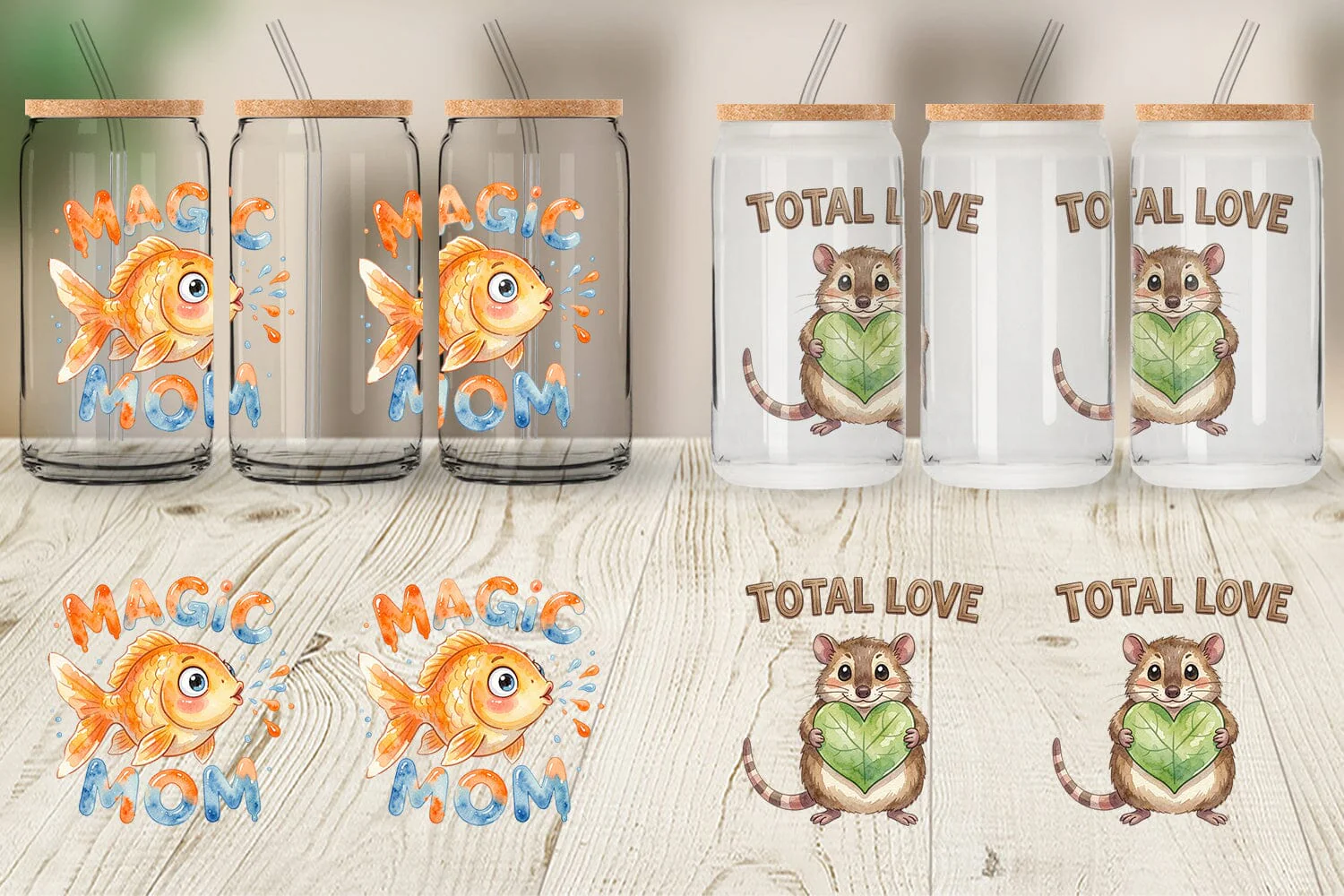 Glass Can Watercolor Quirky Ugly Cute Animal Mom - Image 2
