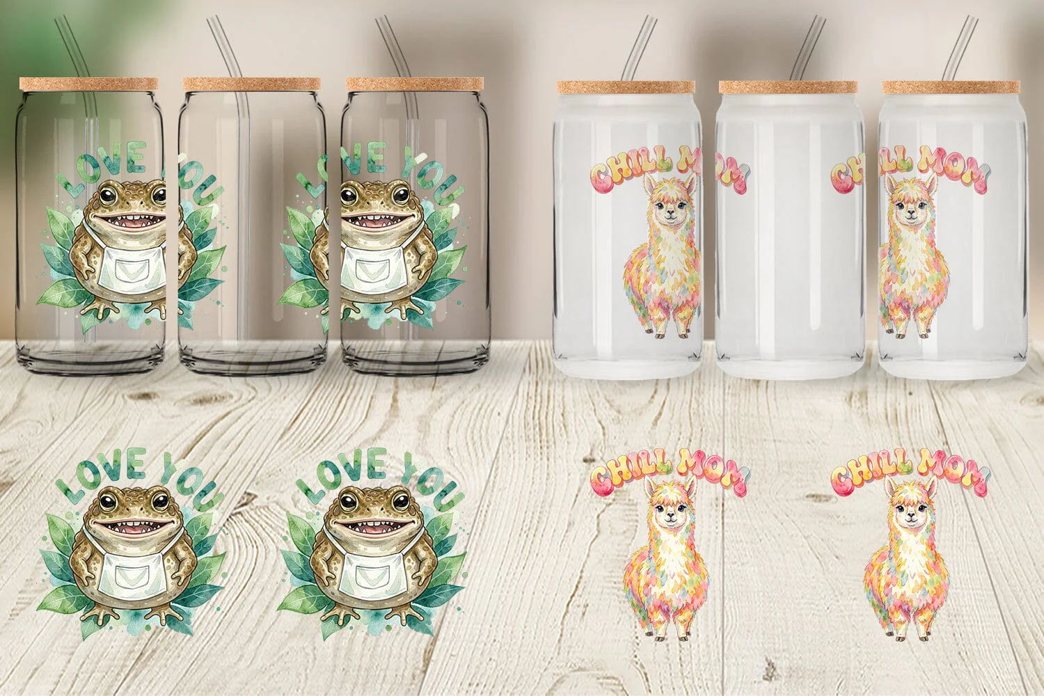 Glass Can Watercolor Quirky Ugly Cute Animal Mom - Image 4