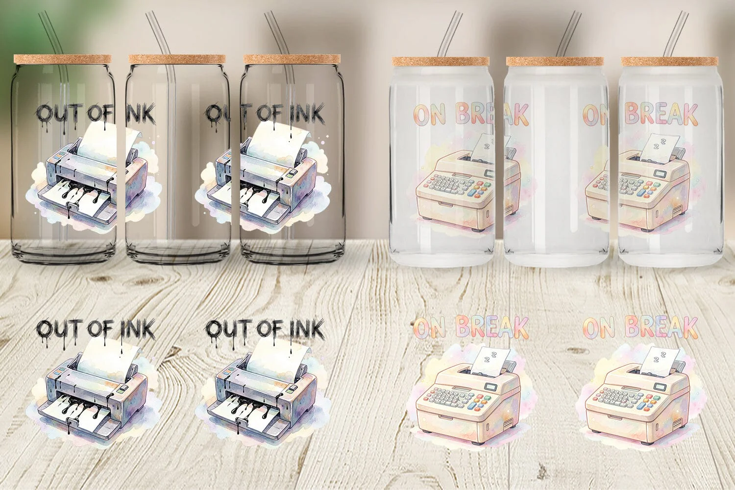 Glass Can Watercolor Sarcastic 90s Office Quotes - Image 5