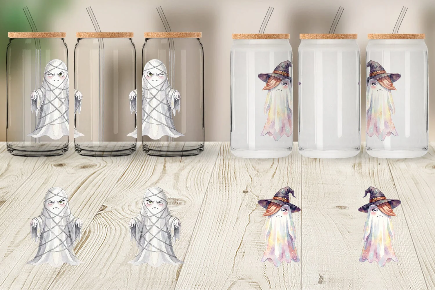 Glass Can Watercolor Sarcastic Autumn Fall Ghost - Image 4