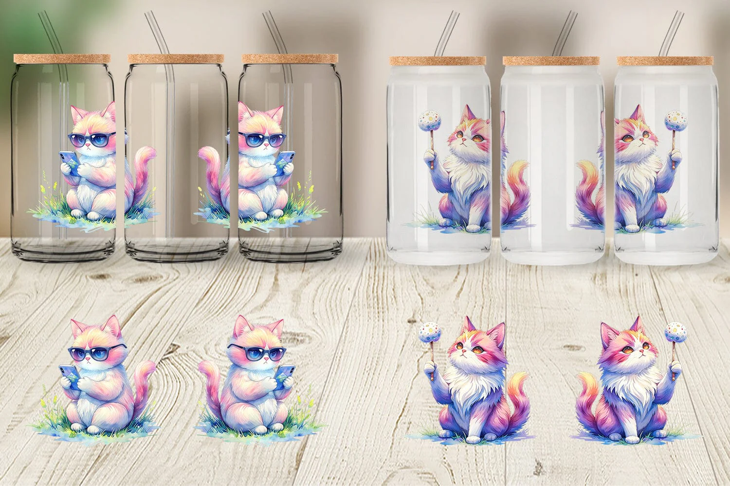 Glass Can Watercolor Sassy Sarcastic Camping Cat - Image 2