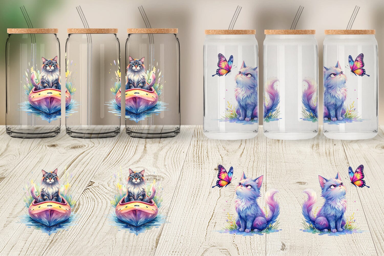 Glass Can Watercolor Sassy Sarcastic Camping Cat - Image 3