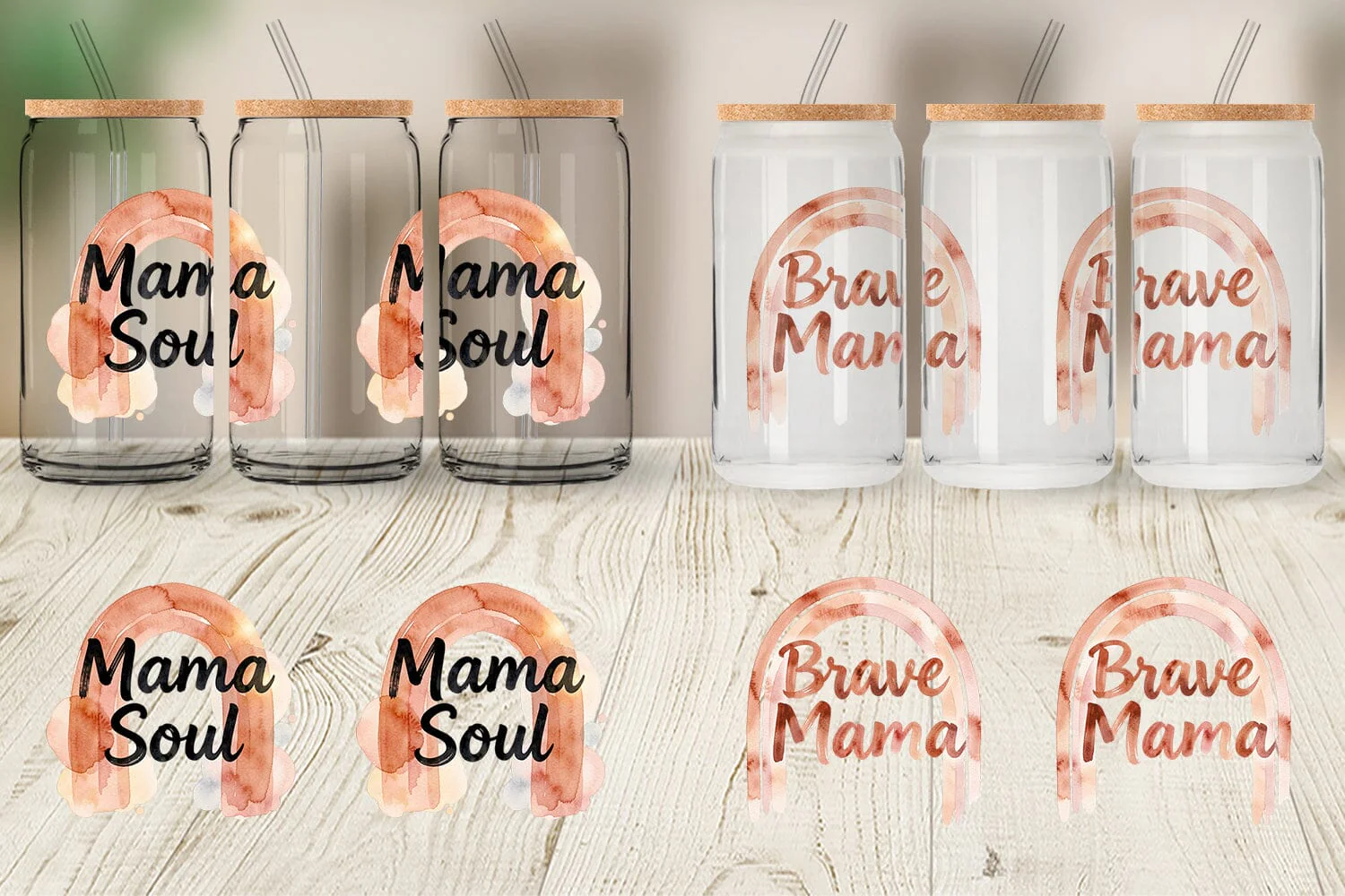 Glass Can Watercolor Terracotta Boho Abstract Mom Quotes - Image 3