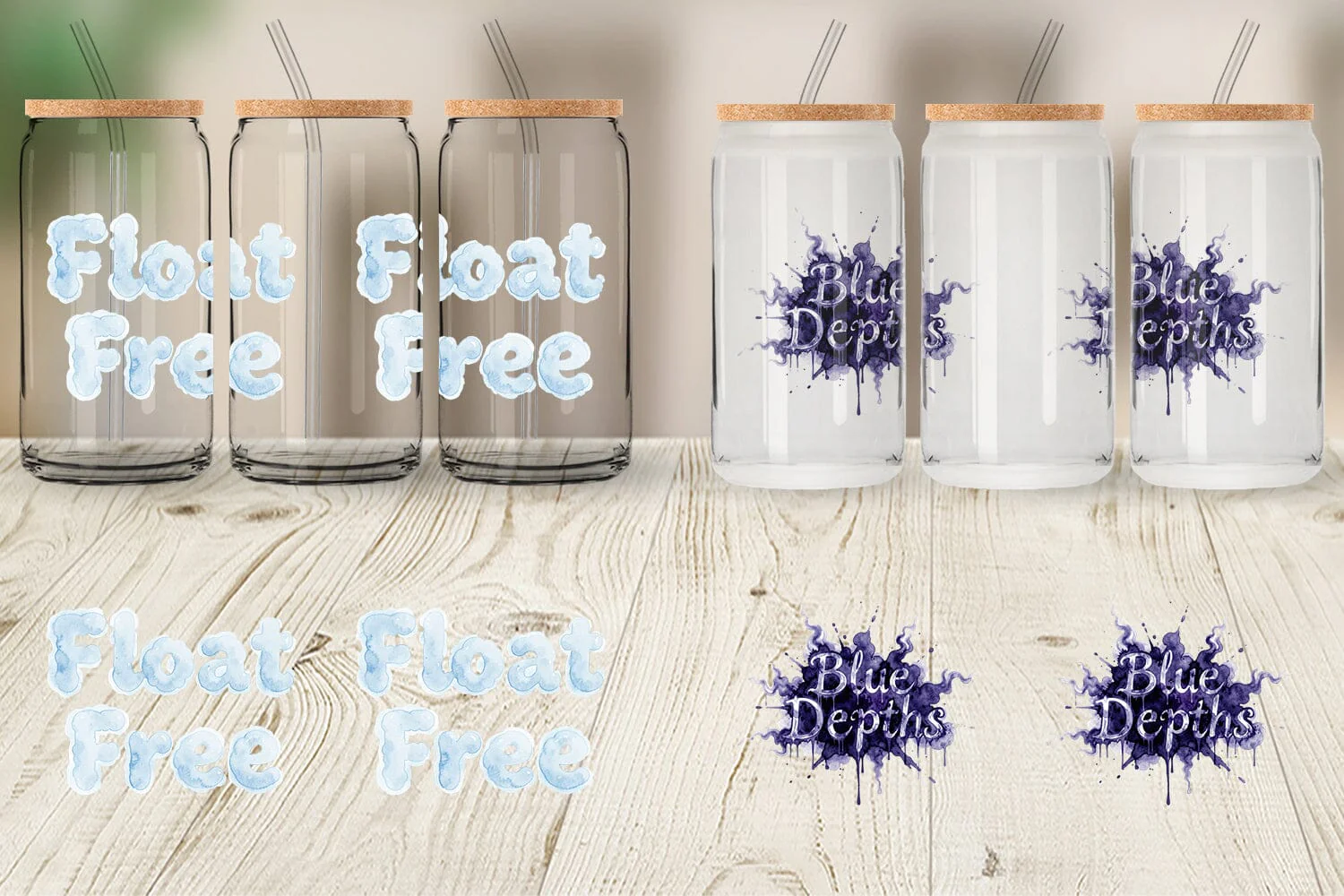 Glass Can Watercolor Tidal Fluid Blue Affirmations - Image 3