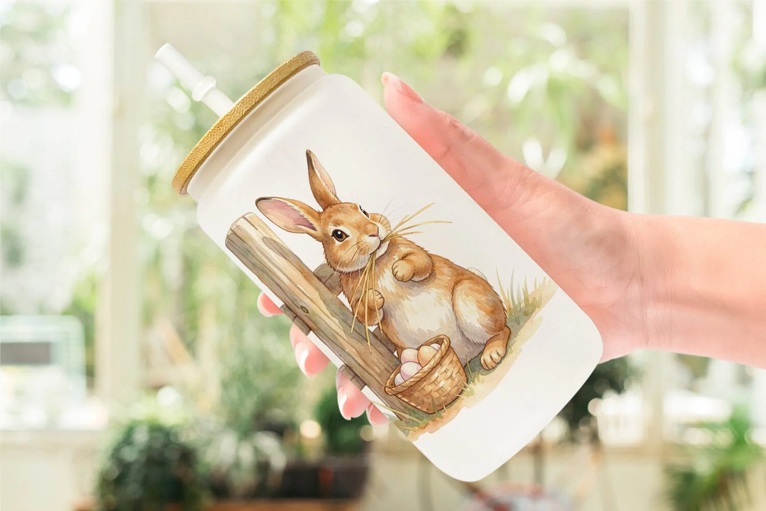 Glass Can Watercolor Western Cowboy Bunny Easter - Image 6
