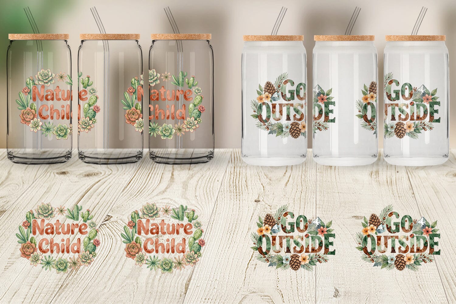 Glass Can Watercolor Wildflower Boho Growth Quote - Image 4