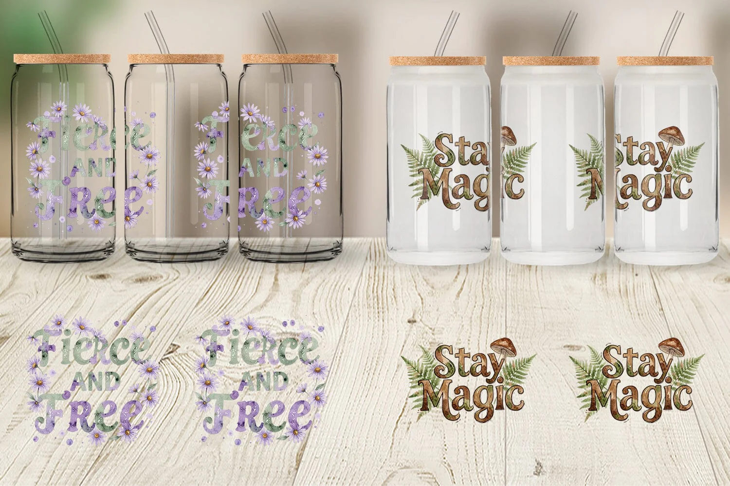 Glass Can Watercolor Wildflower Boho Growth Quote - Image 5
