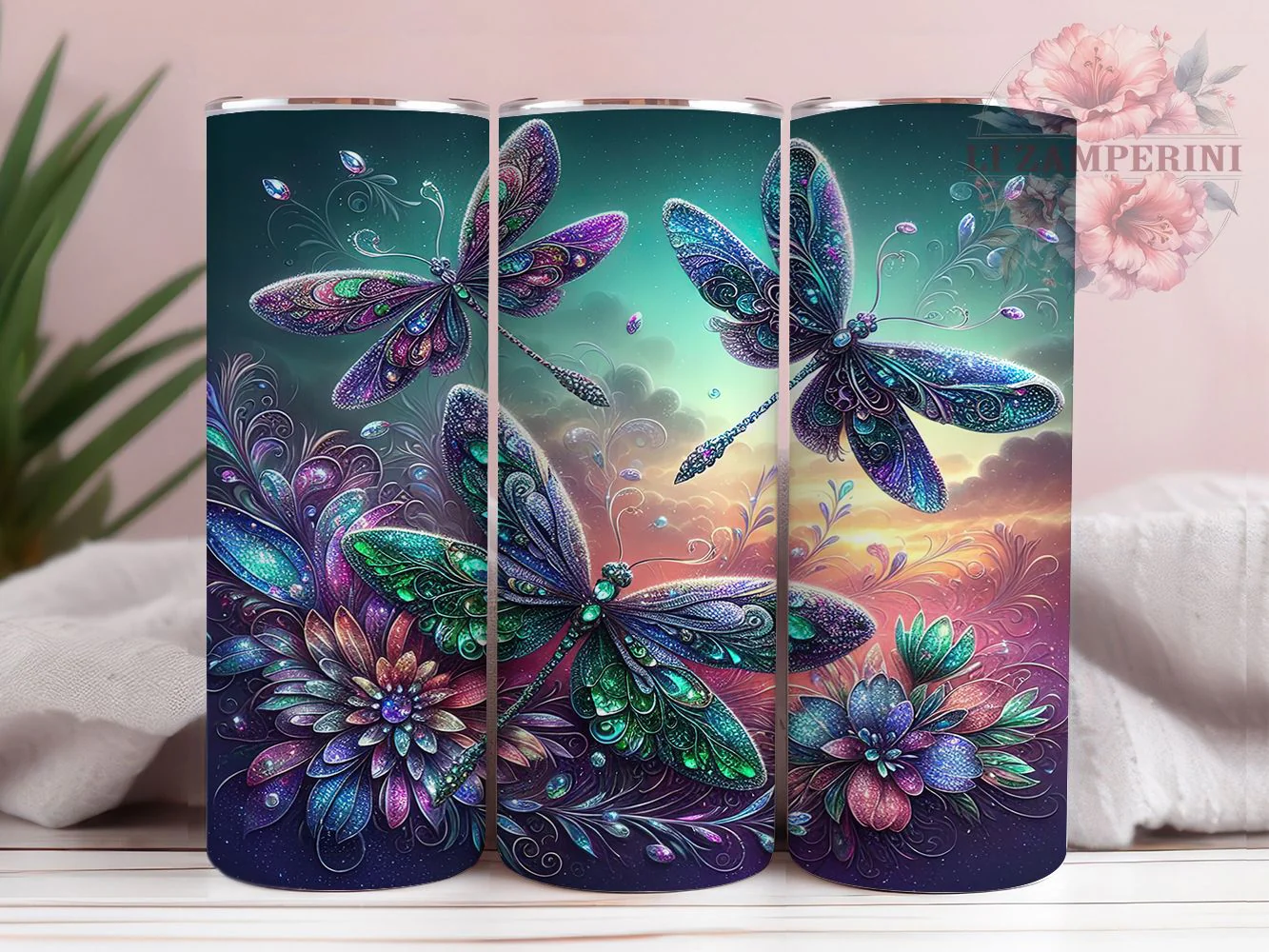 Glitter Shimmer Dragonfly Tumbler, Glowing Butterfly Tumbler, Sparkle Insect Wrap, Whimsical Dragonfly Wrap, Shimmer Butterfly Wrap, Sublimation Design, Trendy Gift Idea