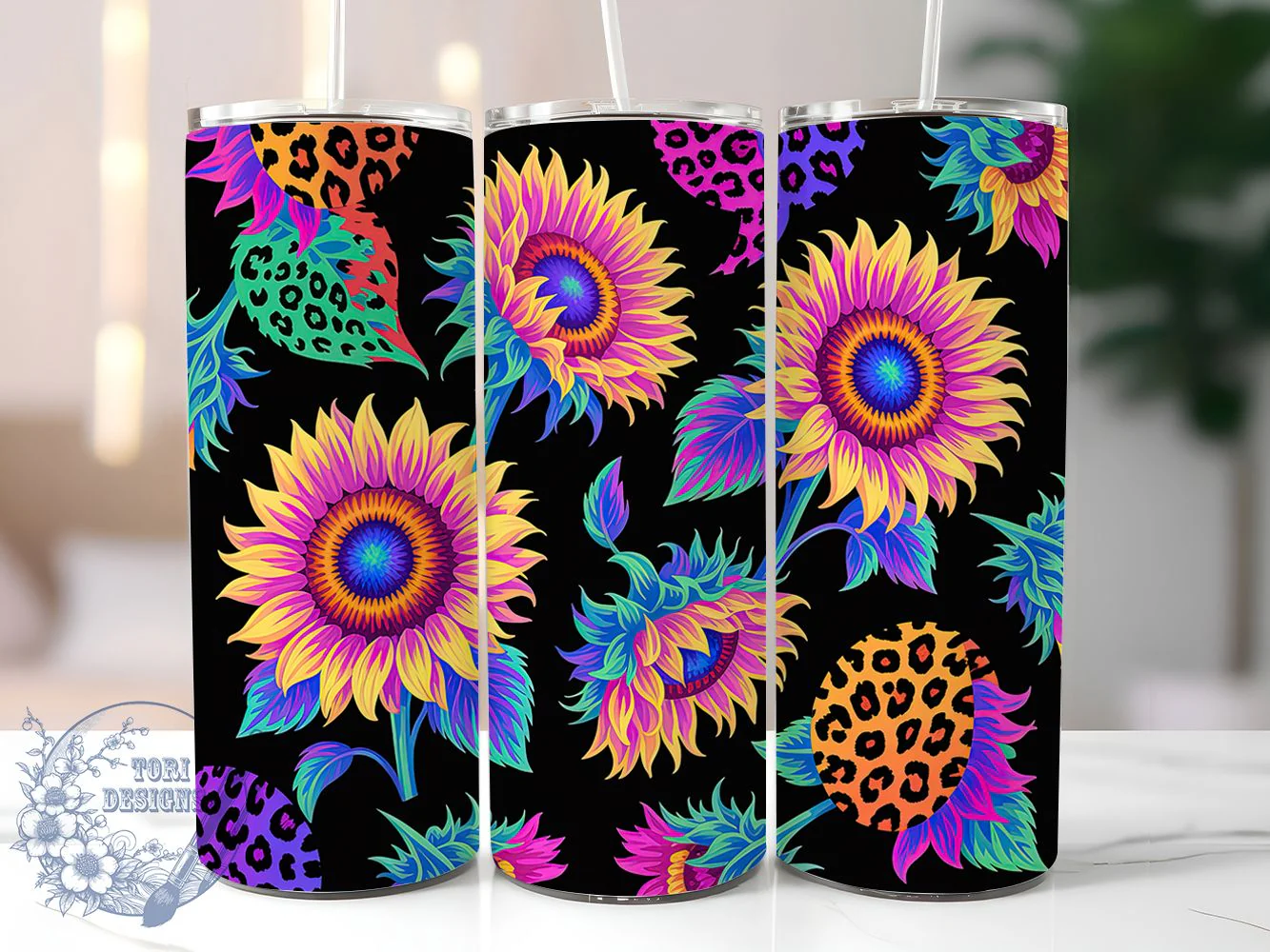 Glitter Tie Dye Sunflower Leopard Tumbler, Leopard Print Tumbler, Glitter Sunflower Leopard Wrap, Rustic Animal Print Wrap, Whimsical Sunflower Wrap, Sublimation Design, Trendy Gift Idea