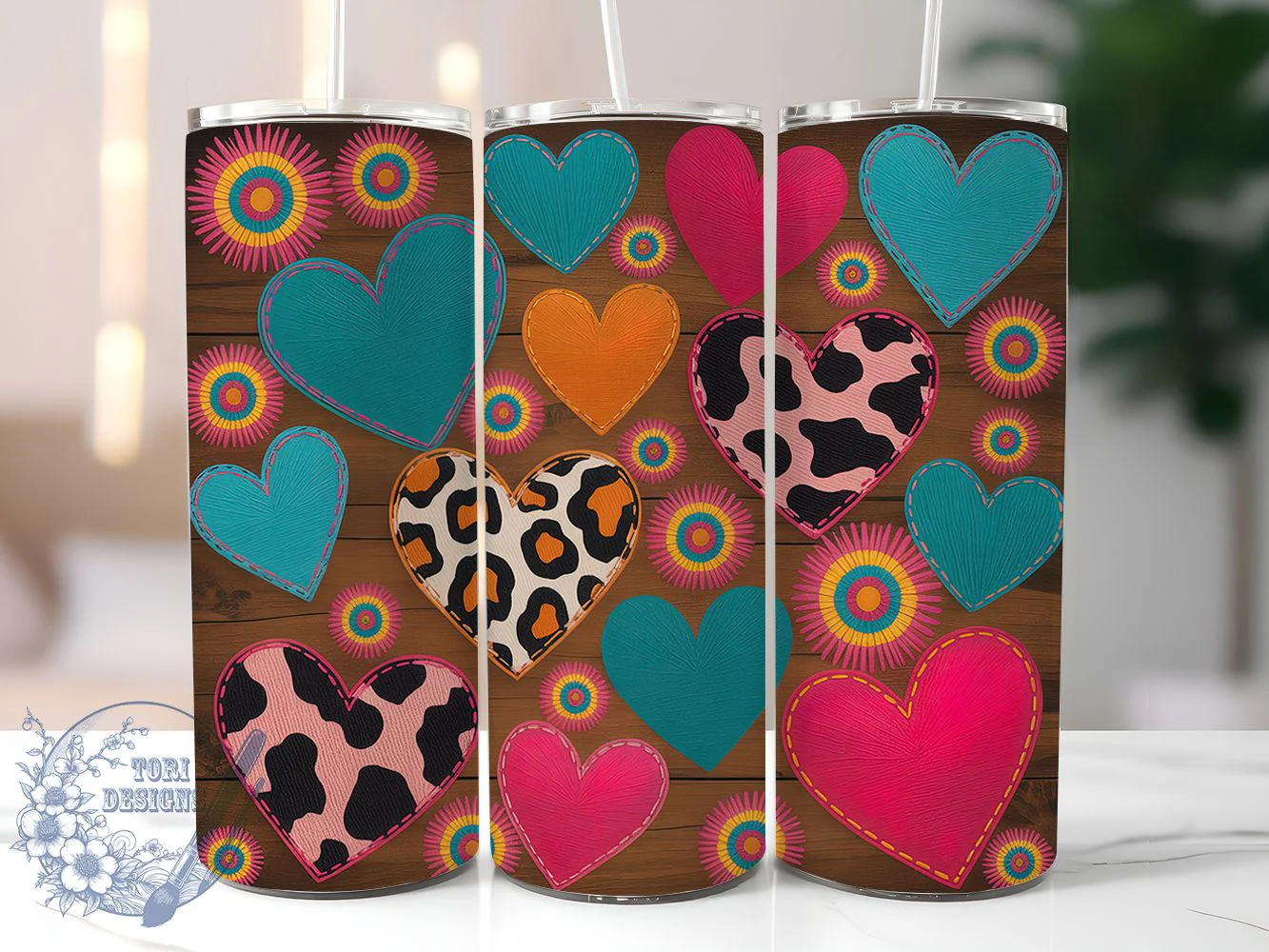 Glitter Western Sunflower Heart Tumbler, Leopard Sunflower Tumbler, Rustic Wood Wrap, Glitter Western Wrap, Country Sunflower Wrap, Sublimation Design, Trendy Gift Idea