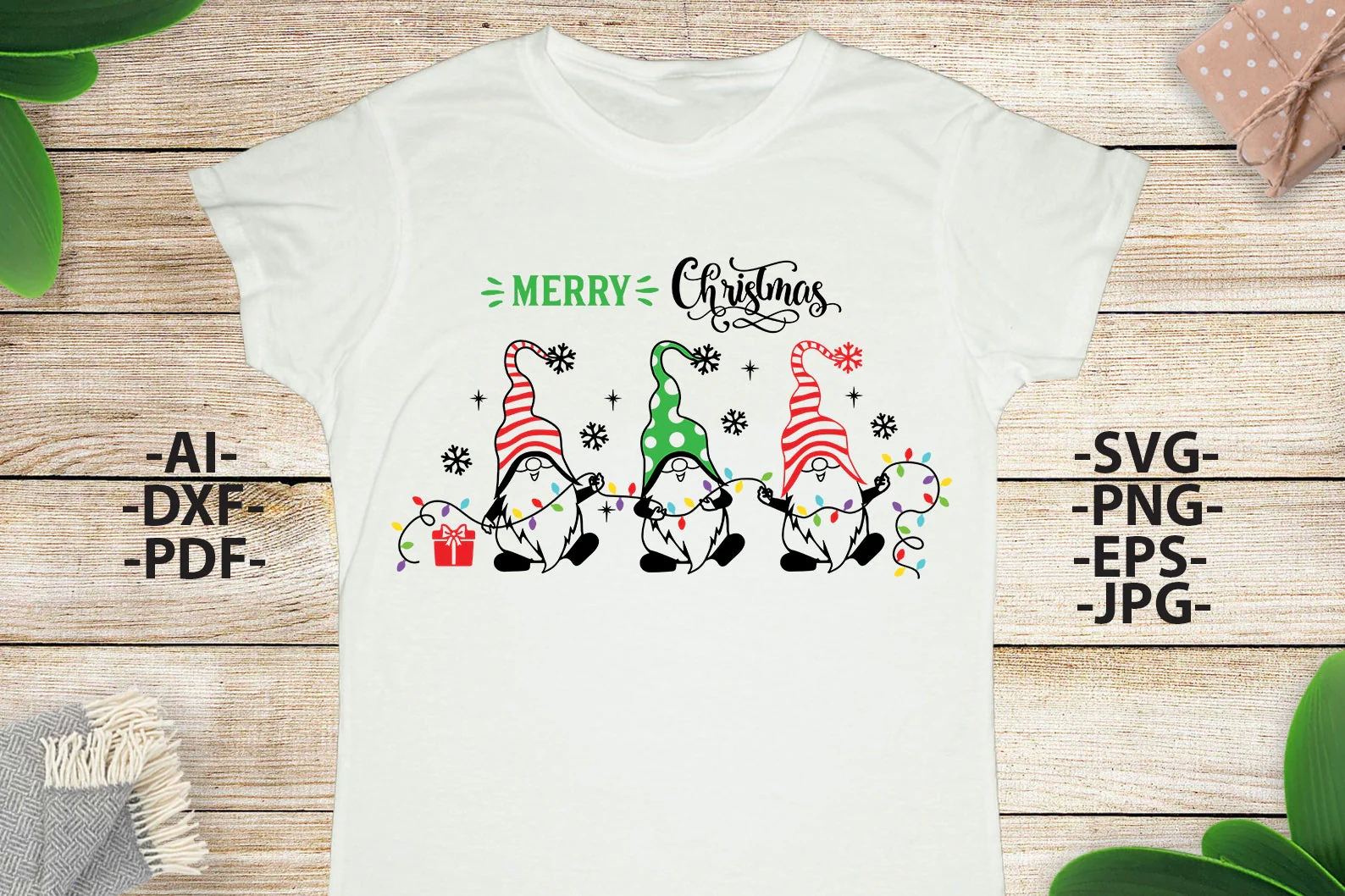 Gnomies Merry Christmas Svg, Happy new year Svg, Gnomies hold lights, Gnome Svg, Gnomies tshirt, Christmas 2022 Svg, Christmas cut files - Image 4