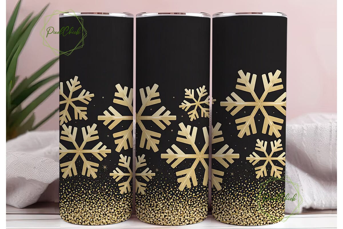 Gold Snowflake Glitter 20oz Tumbler Wrap - Image 3