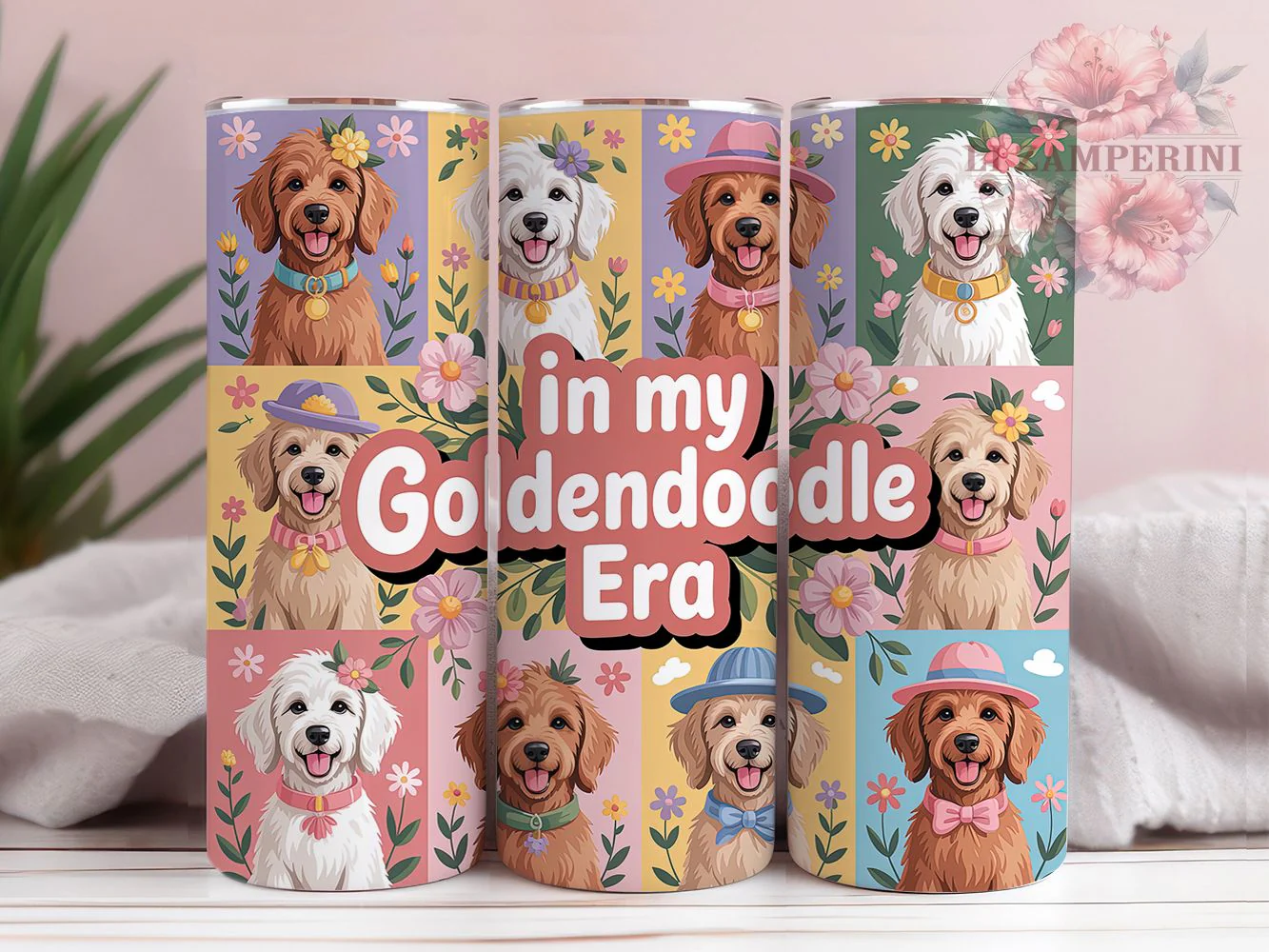 Goldendoodle In My Era Tumbler, In My Era, Dog Lover, Whimsical Art, Playful Design, 20Oz Tumbler, Sublimation Wrap