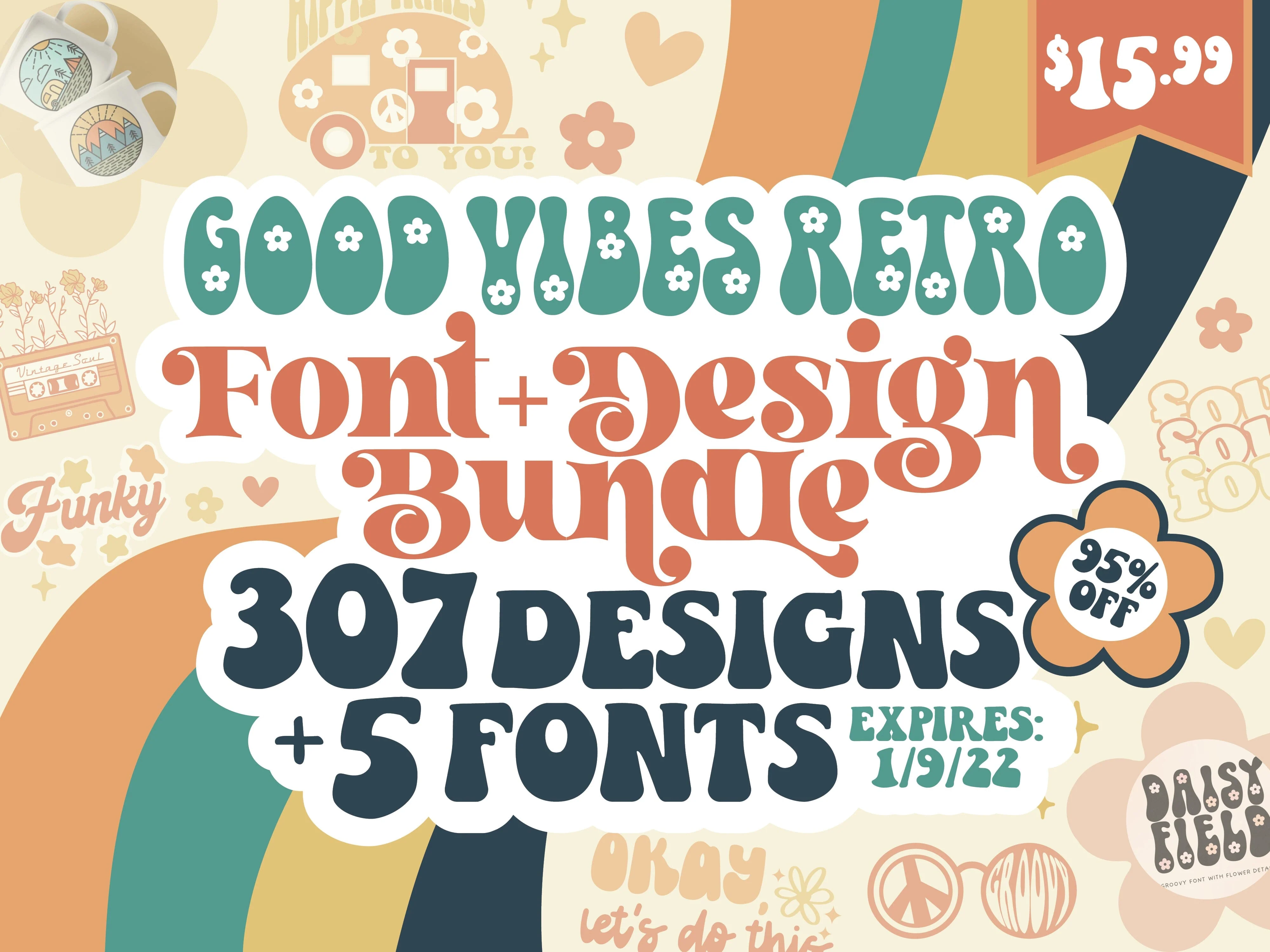 Good Vibes Retro Font + Design Bundle