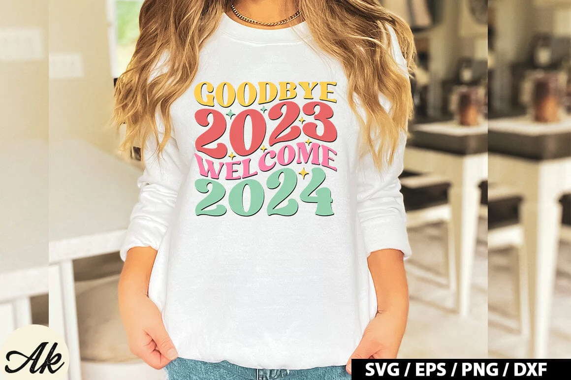 Goodbye 2023 welcome 2024 Retro SVG - Image 4