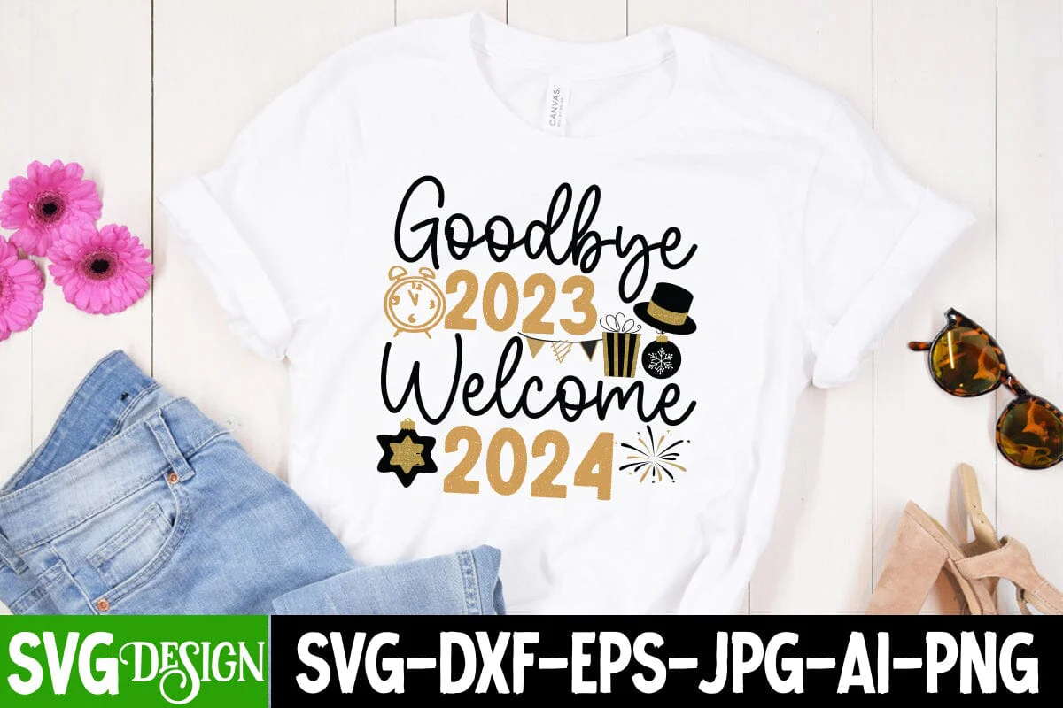 Goodbye 2023 Welcome 2024 SVG Cut File, Goodbye 2023 Welcome 2024 SVG Design, New Year 2024 SVG Cut File, 2024 New Year SVG bundle,New Year SVG Design 2024 - Image 2