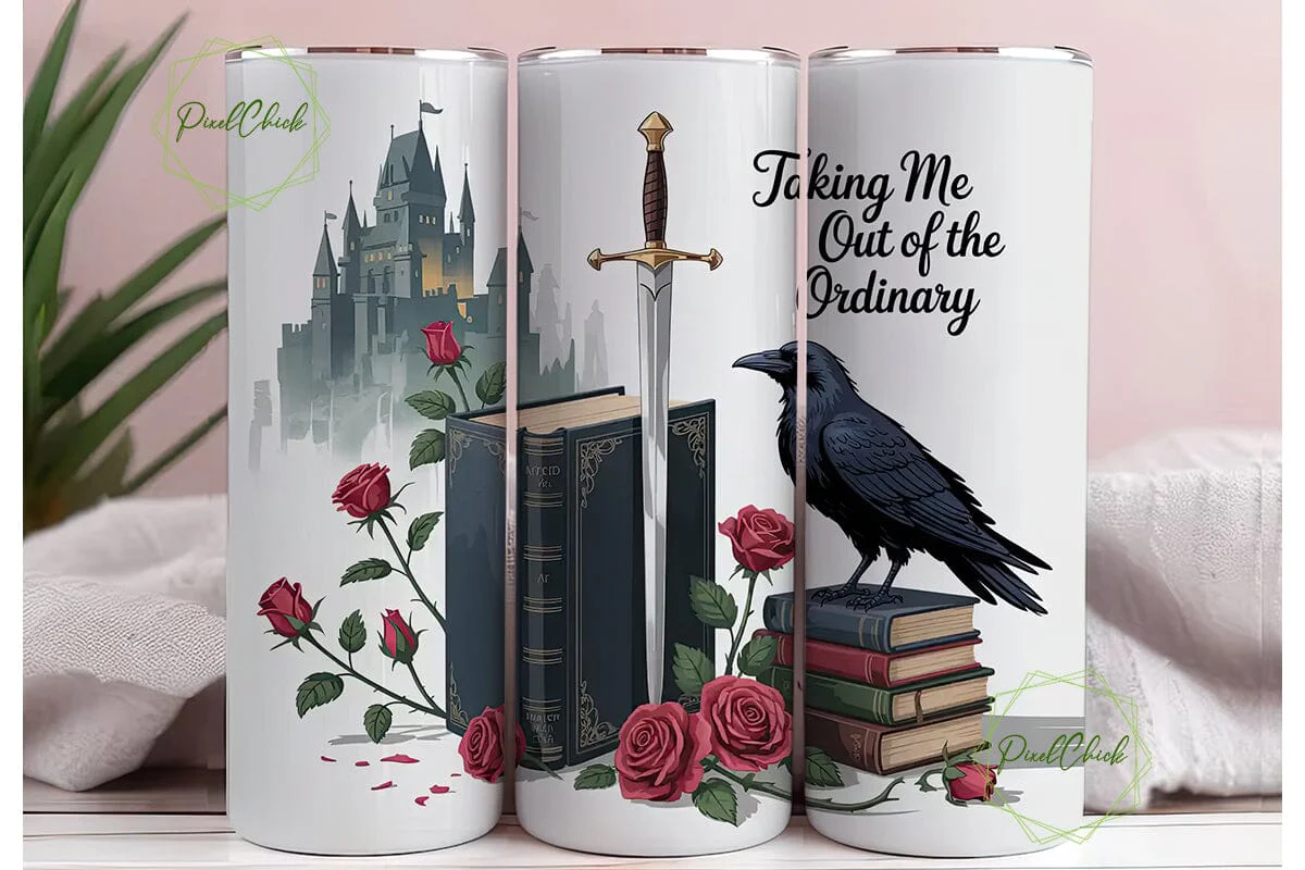 Gothic Fantasy Roses & Raven Tumbler - Image 3