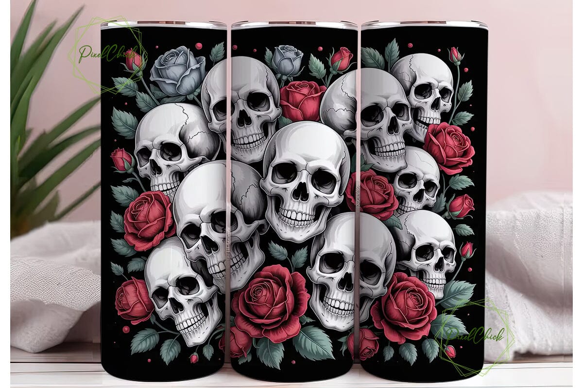 Gothic Skull & Roses 20oz Tumbler Wrap - Image 3