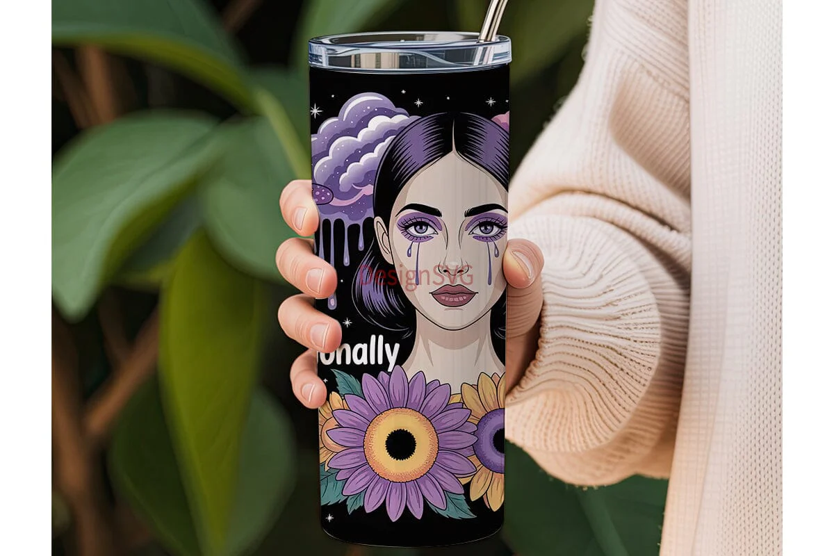 Gothic Sunflower Girl 20oz Tumbler Wrap - Image 3