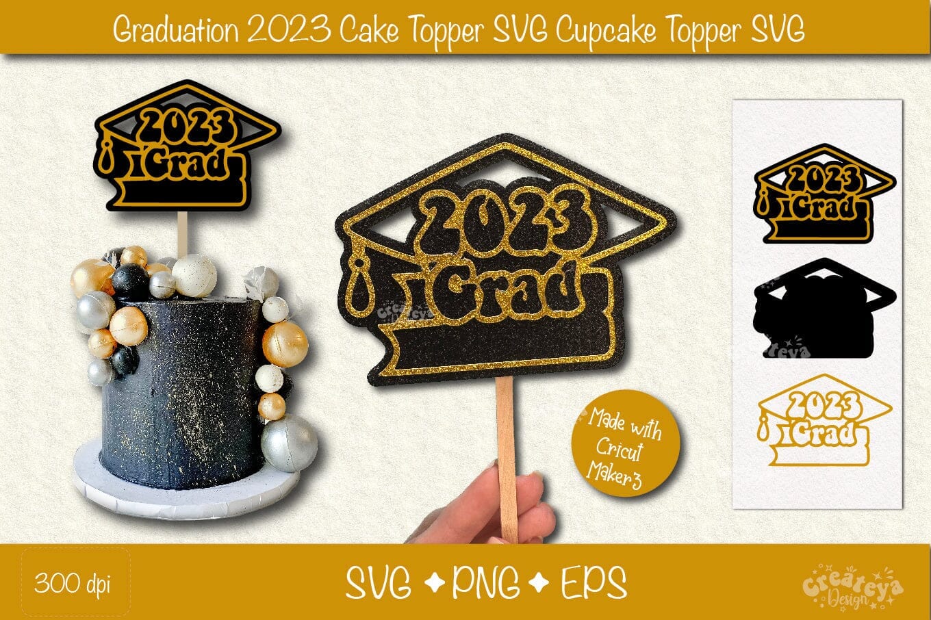 Graduation 2023 cake topper| Cupcake topper| Graduation 2023 Papercut SVG