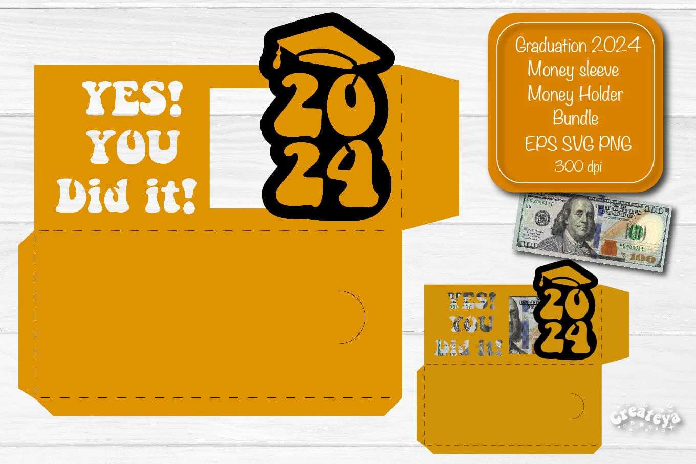 Graduation money holder SVG 2024 Graduation Gift Money sleeve SVG Cardstock Papercut