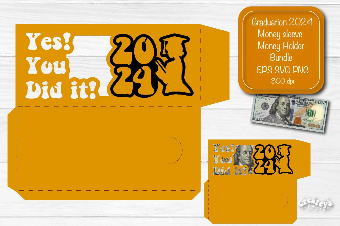 Graduation money holder SVG 2024 Graduation Gift Money sleeve SVG Cardstock Papercut